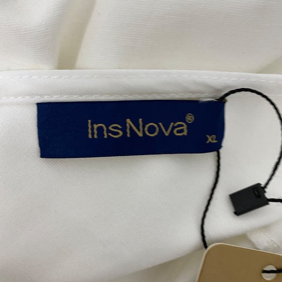 Ins Nova Women's Cold Shoulder Sleeve White V-Neck A-Line Dress Size XL - Picture 4 of 8